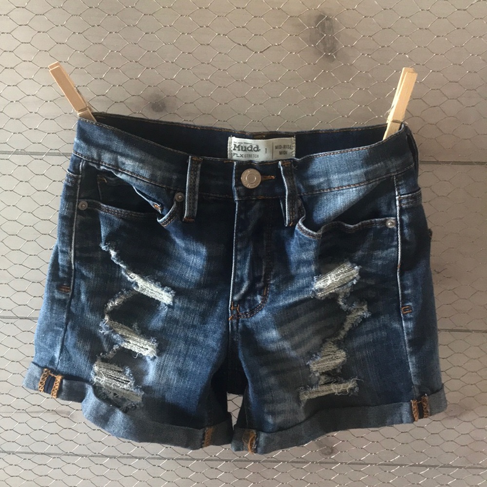 Mudd mid-rise ripped jean shorts